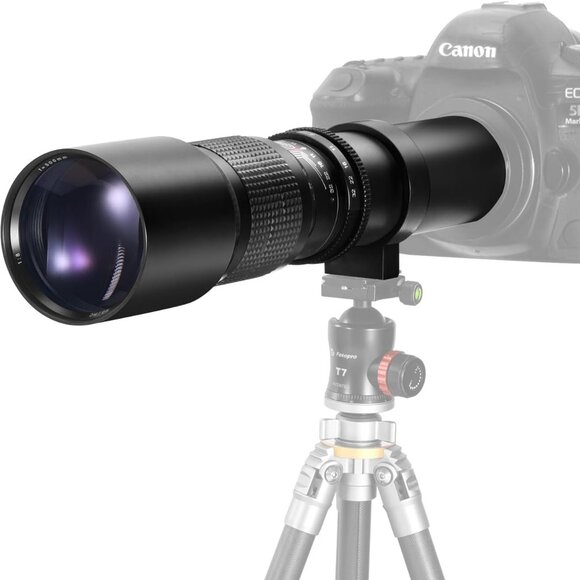 CAMERA ZOOM LENS for Canon DSLR - New - 500 / 1000mm f/8 Manual HD Telephoto - Picture 1 of 8